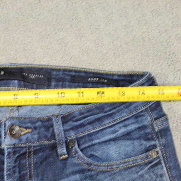 Vintage Guess Denim Jeans Womens Size 27 Boot Leg Low Waist Dark Wash Blue - Picture 4 of 6